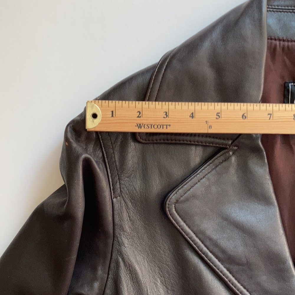Chocolate Brown Leather Belted Jacket - Picture 3 of 16
